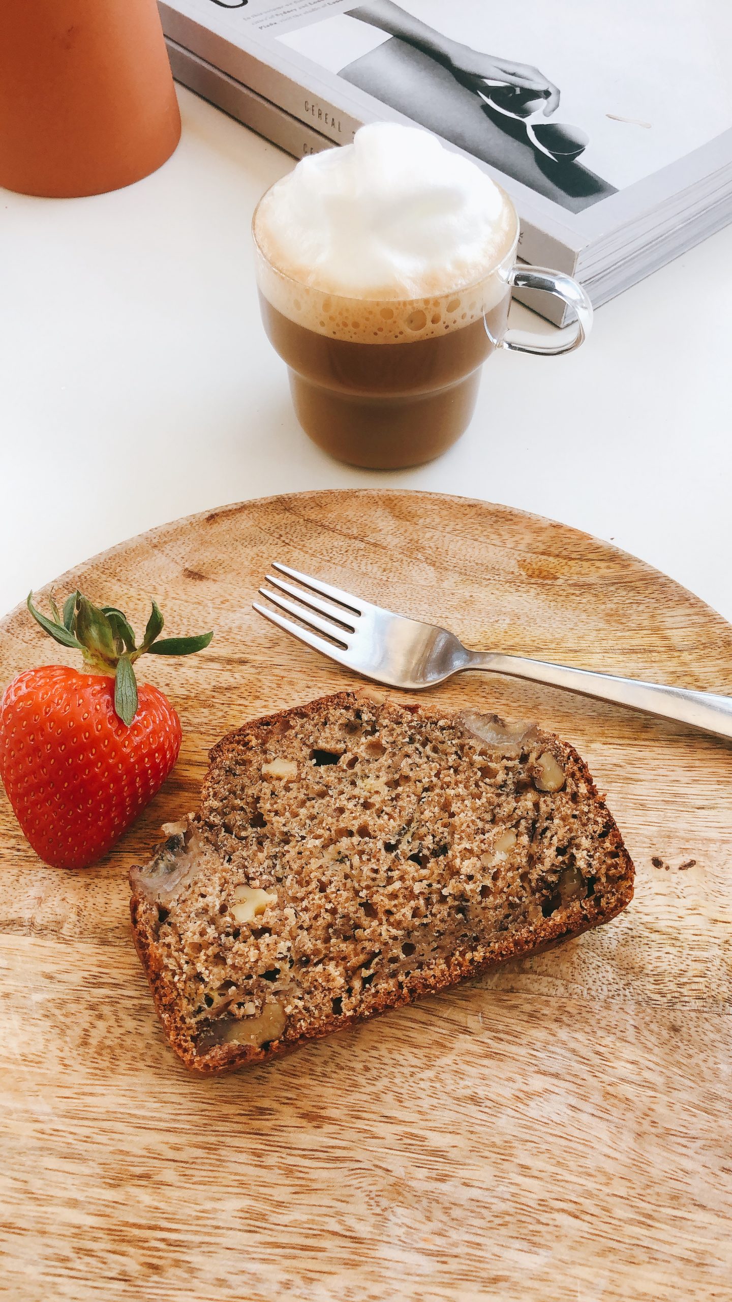 Walnut Banana Bread with coffee