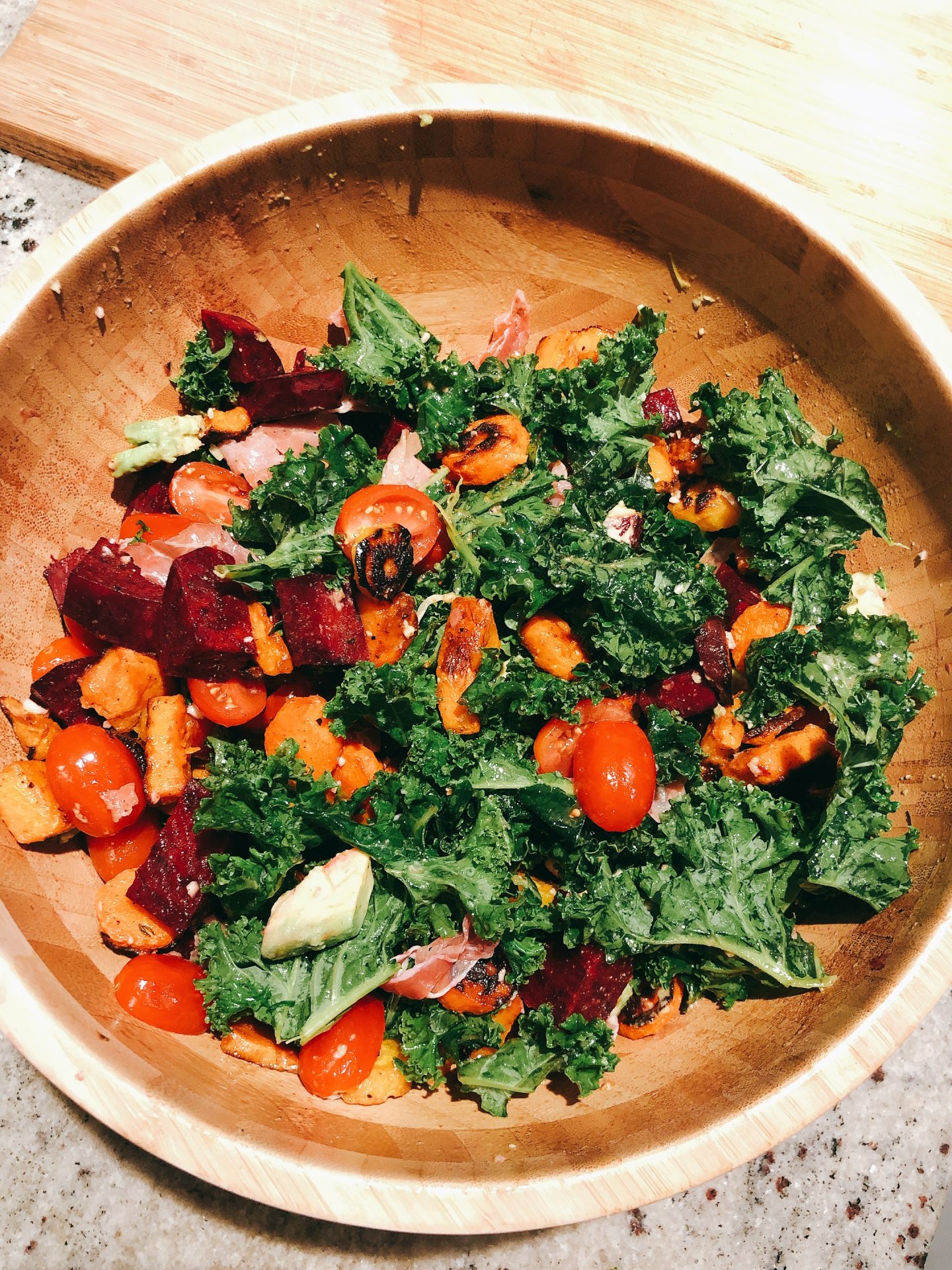 Kale Salad with Roasted Vegetables