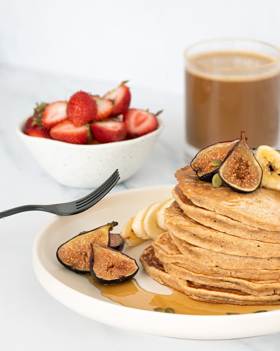 Banana Pancakes with Maple Roasted Figs